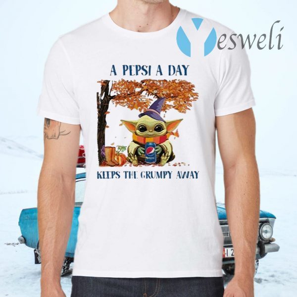 Baby Yoda hug Pepsi a day keep the grumpy away wonderful fall T-Shirt