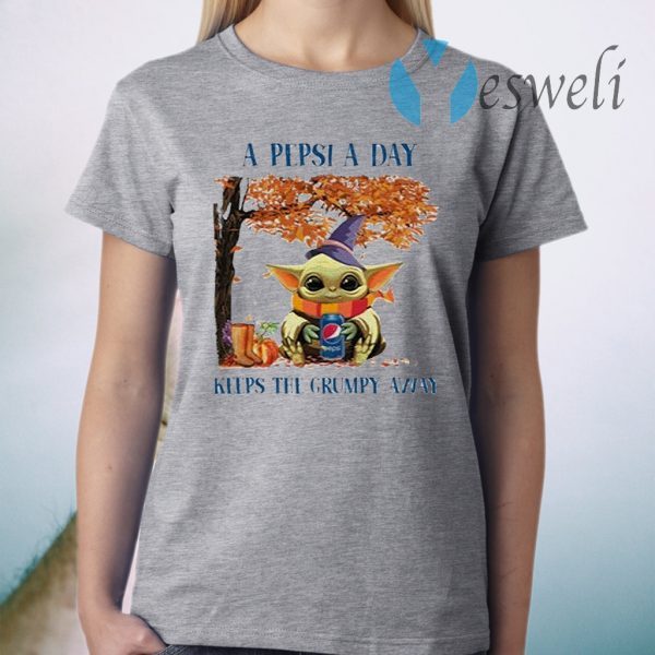 Baby Yoda hug Pepsi a day keep the grumpy away wonderful fall T-Shirts