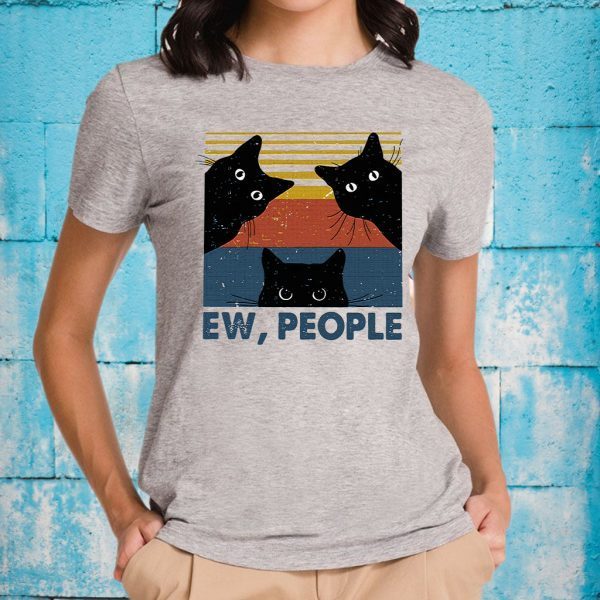 Black Cat Ew People Vintage Retro T-Shirt