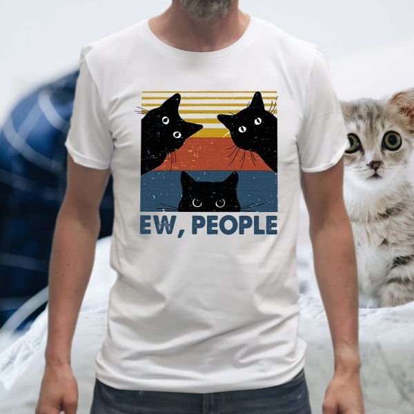 Black Cat Ew People Vintage Retro T-Shirts