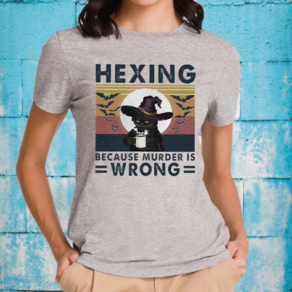 Black Cat witch hexing because murder is wrong vintage T-Shirts