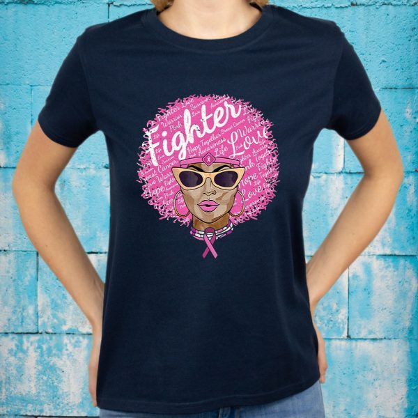 Breast Cancer Shirt Women Fighter Gift Support Bla T-Shirt