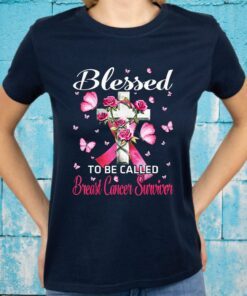 Breast Cancer Survivor Pink Butterfly Blessed T-Shirts