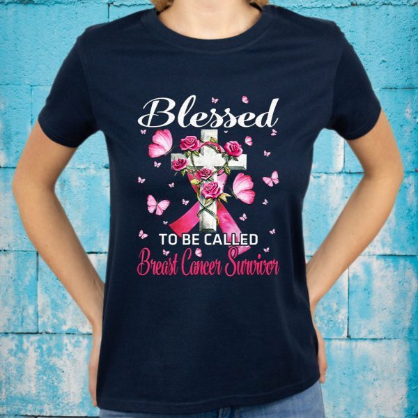 Breast Cancer Survivor Pink Butterfly Blessed T-Shirts