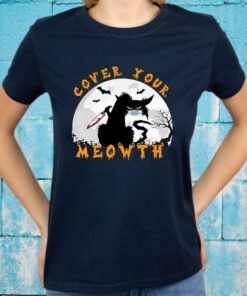 Cover Your Meowth Halloween Black Cat Mask knife T-Shirt