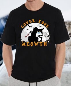 Cover Your Meowth Halloween Black Cat Mask knife T-Shirts