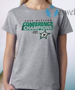 Dallas Stars Fanatics Branded Gray 2020 Western Conference Champions Locker Room Taped Up T-Shirt