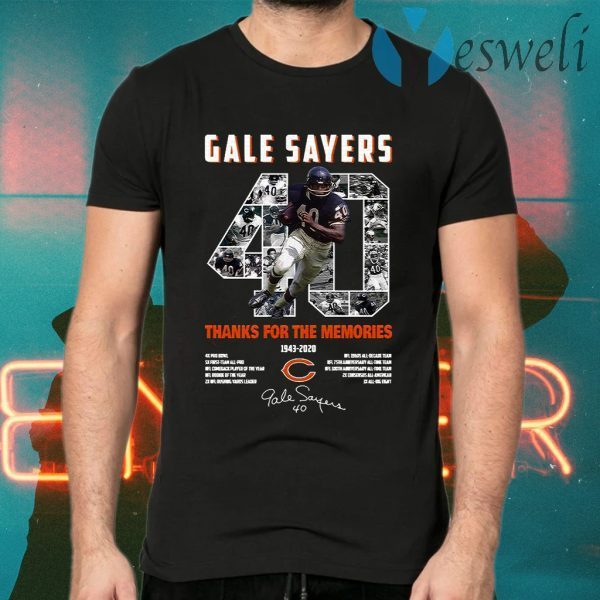 Gale Sayers 40 Thank You For The Memories 1943 2020 Signature T-Shirts