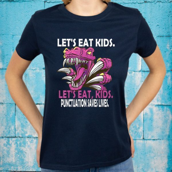 Grammar For Teacher Kids Raptor Let'S Eat Kids T-Shirt