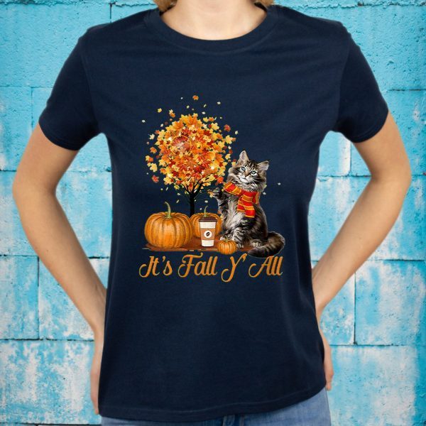 It'S Fall Y'All Maine Coon Cat Halloween Thanks T-Shirts