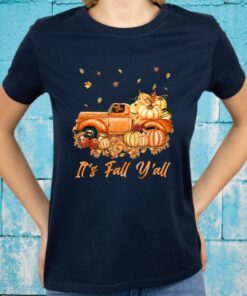 It'S Fall Y'All Truck Pumpkin Autumn Leaves T-Shirt