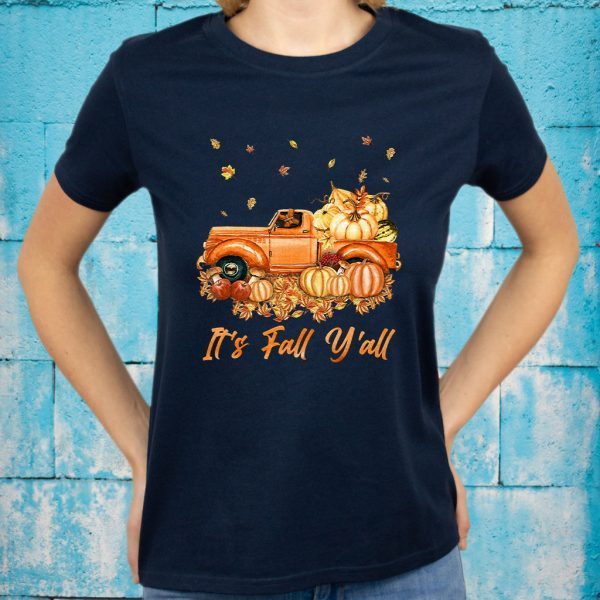 It'S Fall Y'All Truck Pumpkin Autumn Leaves T-Shirt