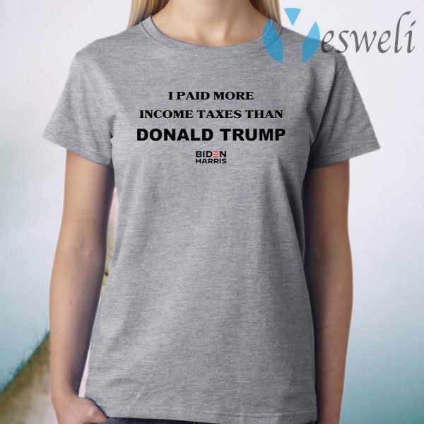 Joe Biden Campaign Merch I Paid More In Taxes Than Donald Trump Athletic Heather T-Shirt