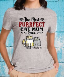 Personalized the Most Purrfect Cat Mom Ever 2 Accent T-Shirts