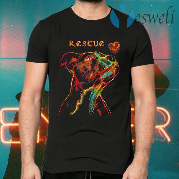 Pitbull Rescue heart colorful T-Shirts