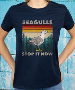 Seagulls Stop It Now Bird Lover 80s Retro T-Shirt