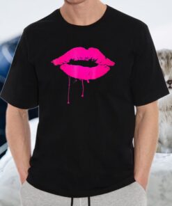 Sexy Pink Hot Lips Neon 80S Lipstick Kiss Party T-Shirt