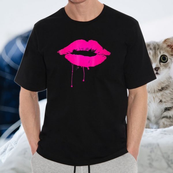 Sexy Pink Hot Lips Neon 80S Lipstick Kiss Party T-Shirt