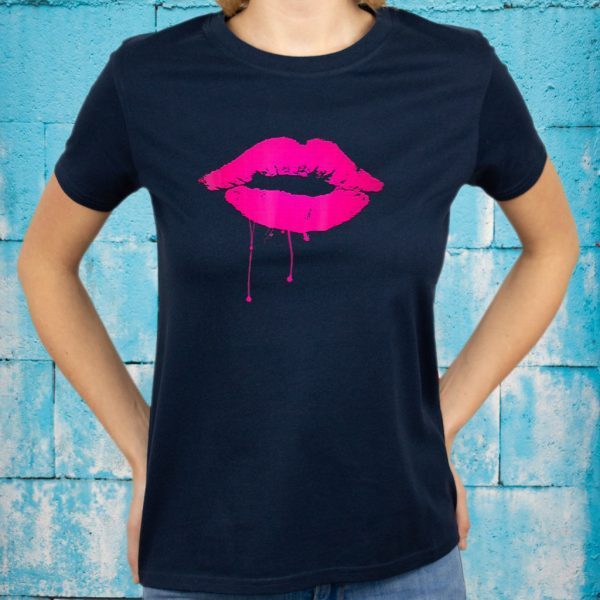 Sexy Pink Hot Lips Neon 80S Lipstick Kiss Party T-Shirts