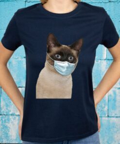 Siamese Cat Wearing Cat Face Mask Love Siamese Fun T-Shirts