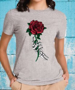 Skeleton Hand Holding A Red Rose Halloween Costume Gift T-Shirts