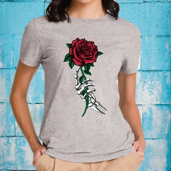 Skeleton Hand Holding A Red Rose Halloween Costume Gift T-Shirts