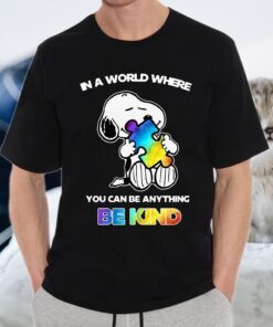 Snp hug Autism in a world where you can be anything be kind T-Shirts