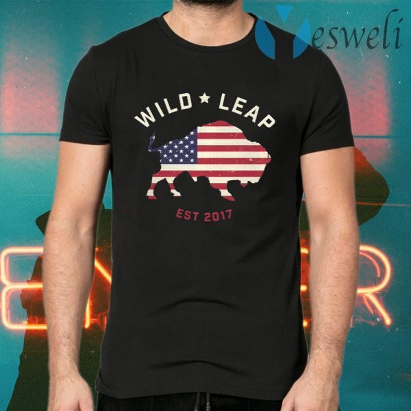 Stars & Stripes American Flag With Wild Leap Buffalo T-Shirts