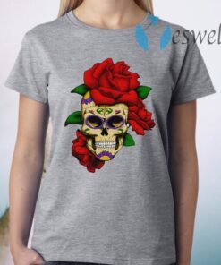 Sugar Skull With Rose Day Of The Dead Dia De Muertos T-Shirt