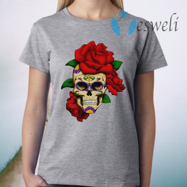 Sugar Skull With Rose Day Of The Dead Dia De Muertos T-Shirt