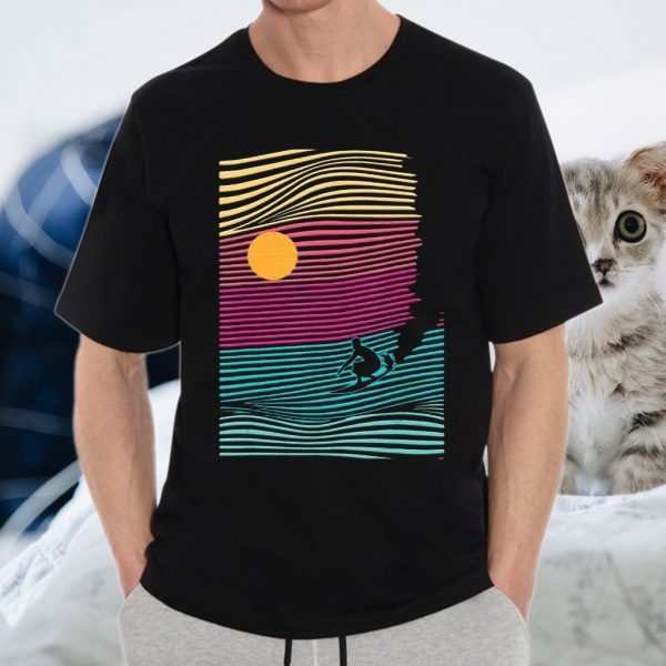 Surfing Waves Surfer Beach Ocean Retro Sports Lovers T-Shirt