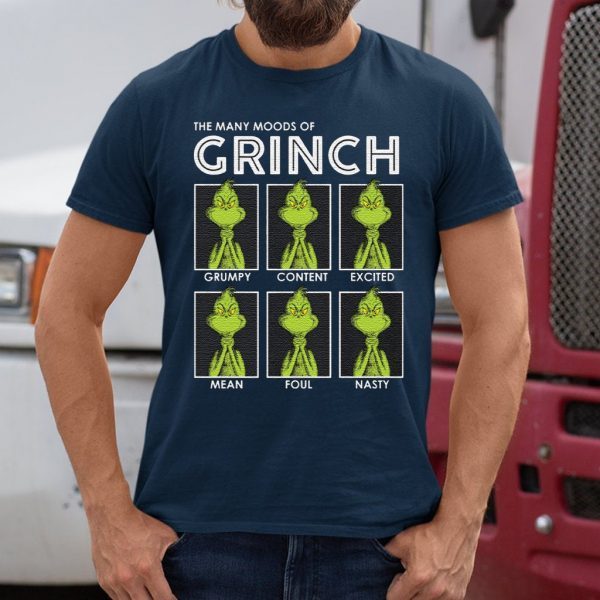 The many moods of Grinch Christmas t shirt