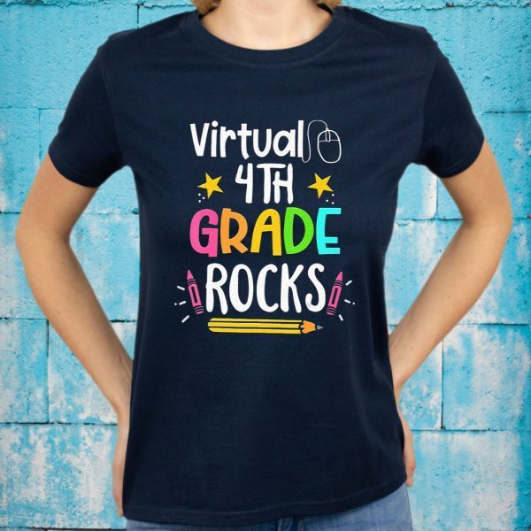Virtual Fourth Grade Rocks 4Th Back To School Teac T-Shirts