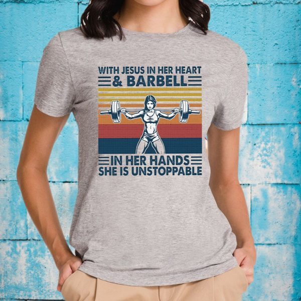 With Jesus In Her Heart & Barball In Her Hands She Is Unstoppable T-Shirts