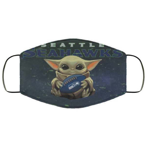 Baby Yoda Hugs Seattle Seahawks Face Mask