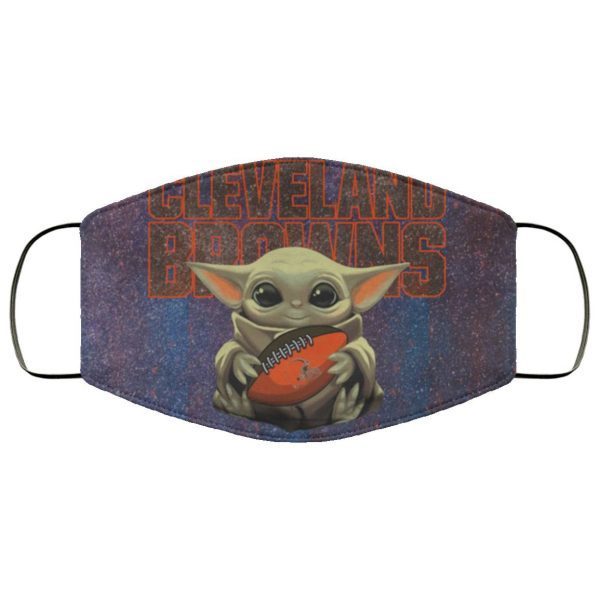 Baby Yoda Hugs Cleveland Browns Face Mask