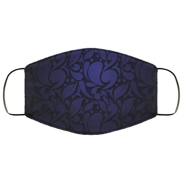 Dark blue abstract ornamental flowers Face Mask