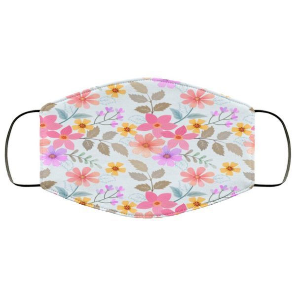 Colorful hand drawn flowers seamless Face Mask