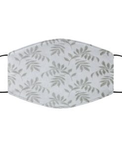 Falling Leaves White Gray Embroidered Face Mask