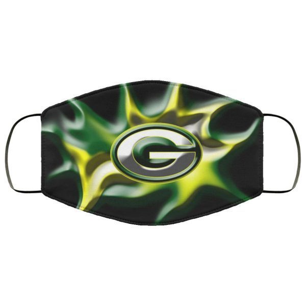 Green Bay Packers green fire Face Mask