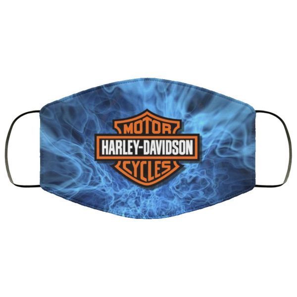 Harley-David-son Logo With Blue Flames Face Mask