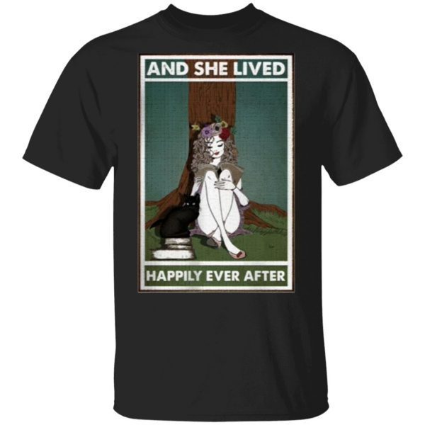 Hippie Girl Reading And She Lived Happily Ever After Shirt