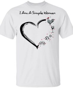 I Am A Simple Woman Flip Flops Dog Wine Chicken T-Shirt