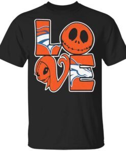 Jack Skellington and Sally love Denver Broncos T-Shirt