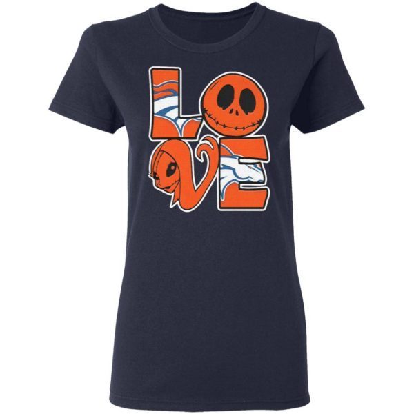 Jack Skellington and Sally love Denver Broncos T-Shirt