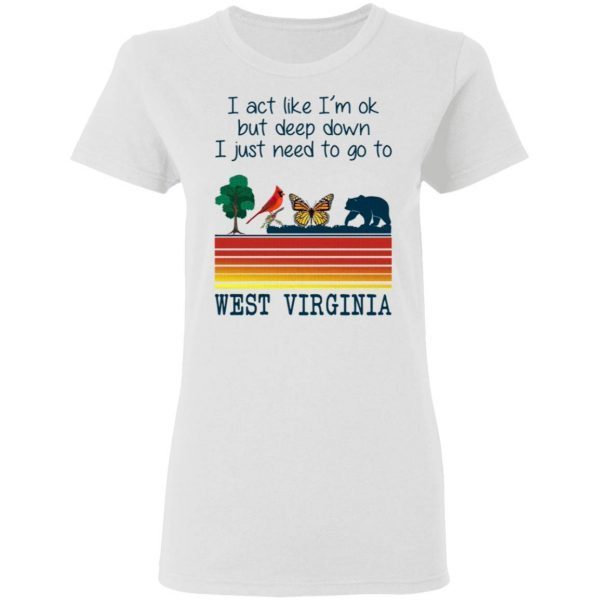 Vintage Bear I Act Like I’m Ok But Deep Down I Just Need To Go To West Virginia T-Shirt