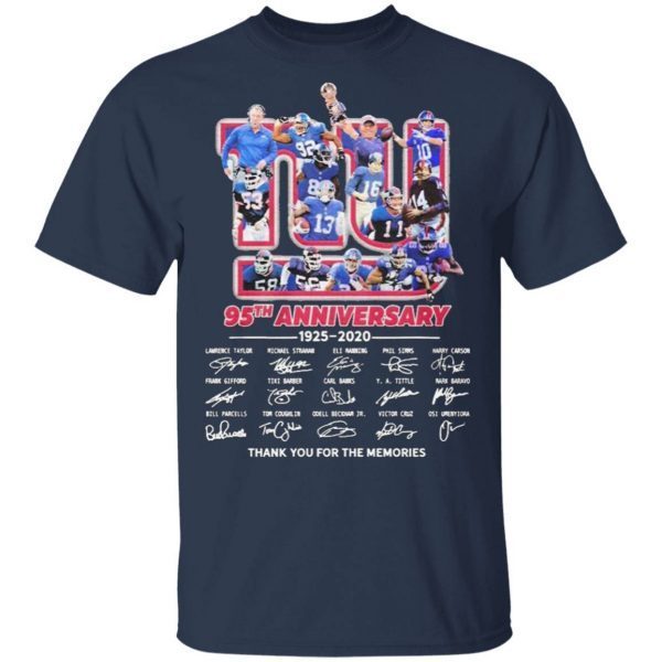 Official New York Giants 95th anniversary 1925 2020 thank you for the memories signatures T-Shirt