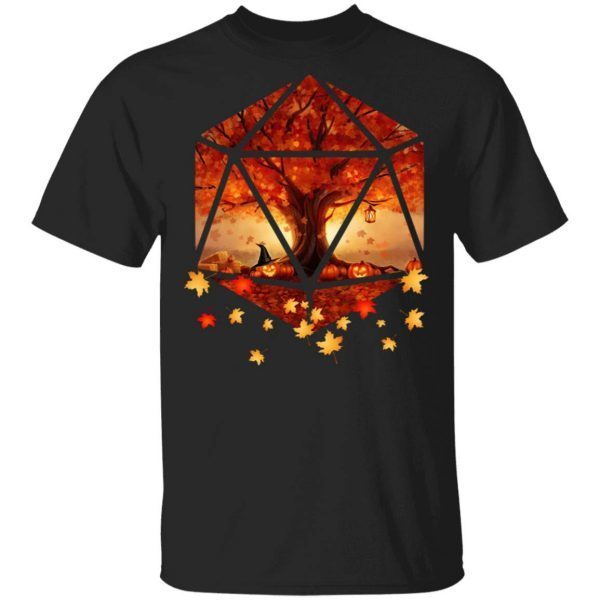 Autumn Maple tree D2O DnD dice Halloween T-Shirt