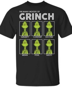 The many moods of Grinch Christmas t shirt