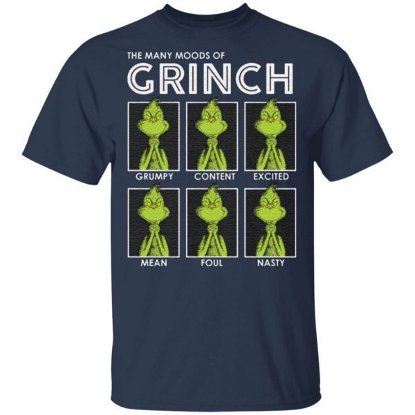 The many moods of Grinch Christmas t shirt